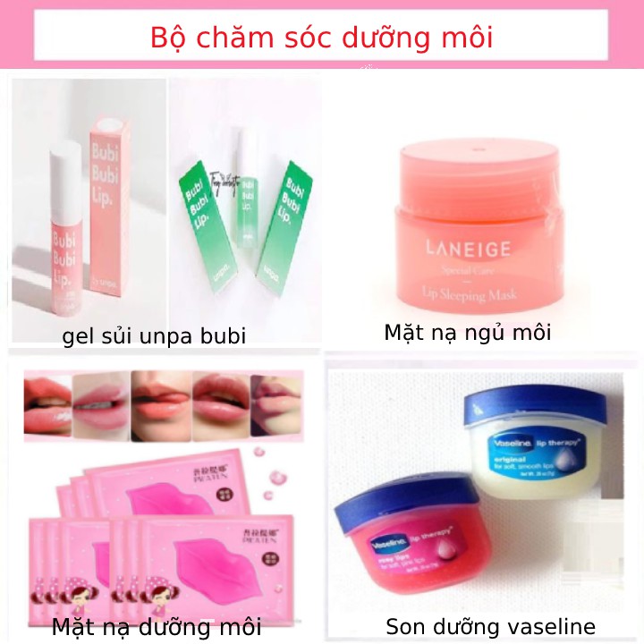 Combo bộ sản phẩm tẩy tế bào chết và dưỡng môi 4 món