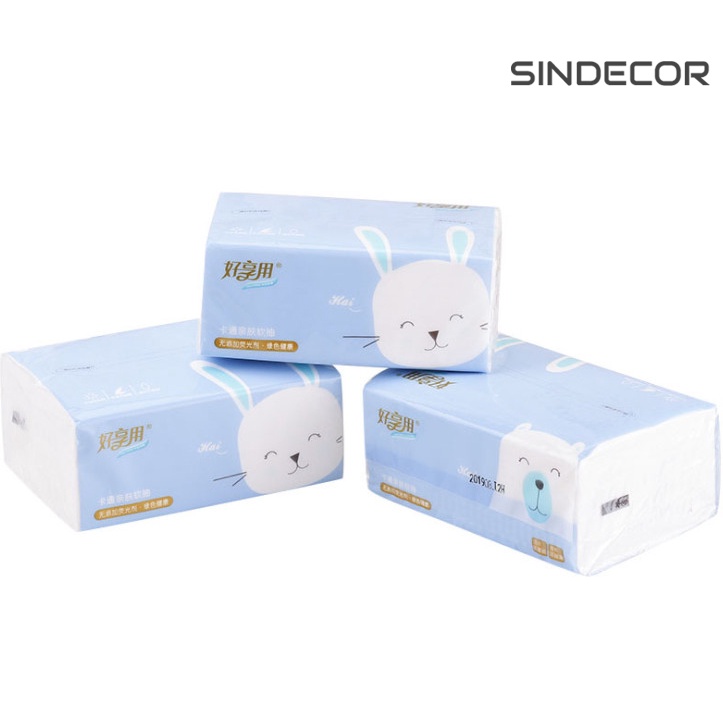 Giấy ăn thỏ con, giấy ăn gấu trắng dễ thương, khăn giấy ăn cao cấp siêu dai sindecor
