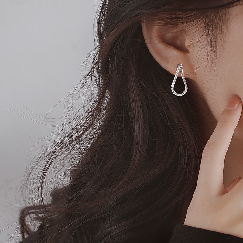Bông Tai Mạ Bạc 925 Dáng Dài Đính Đá Lấp Lánh Đa Năng Thời Trang Dự Tiệc Cho Nữ