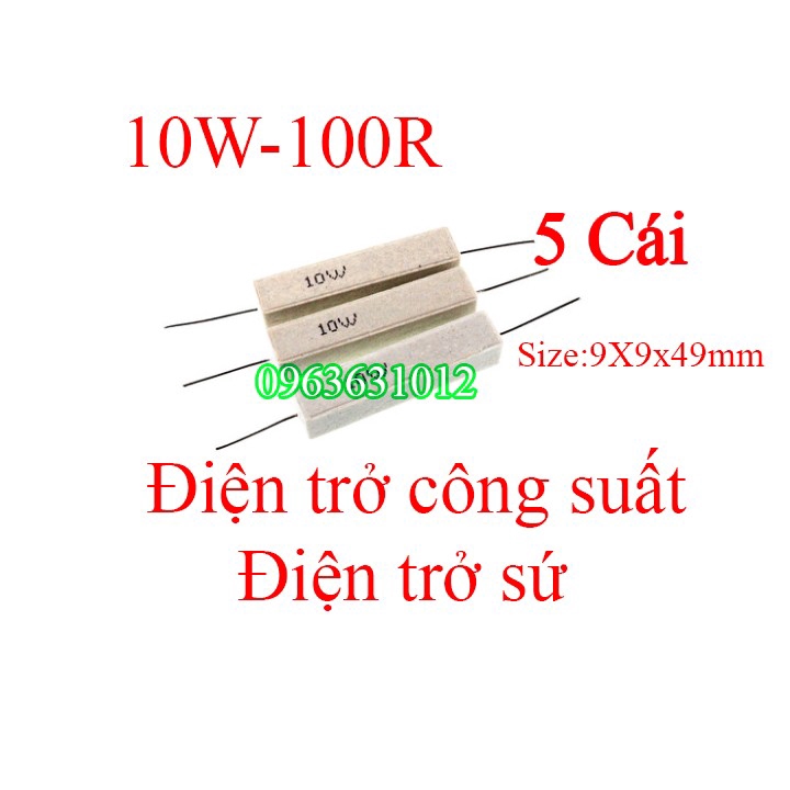 Trở công suất 10W-100R Điện trở sứ 5 cái  - Linh kiện điện tử