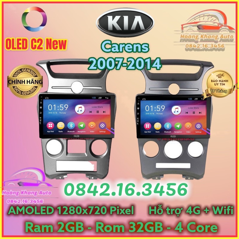 Màn hình android OLED c2 New theo xe Kia Carens 2007 - 2014, kèm dưỡng và jack zin
