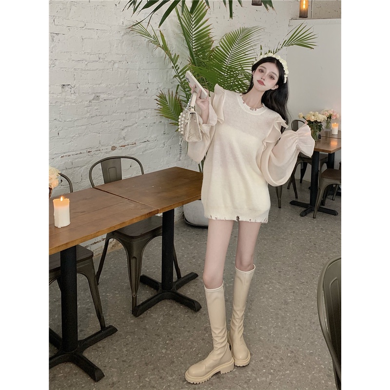 Áo len phối tay bồng bánh bèo cực xinh