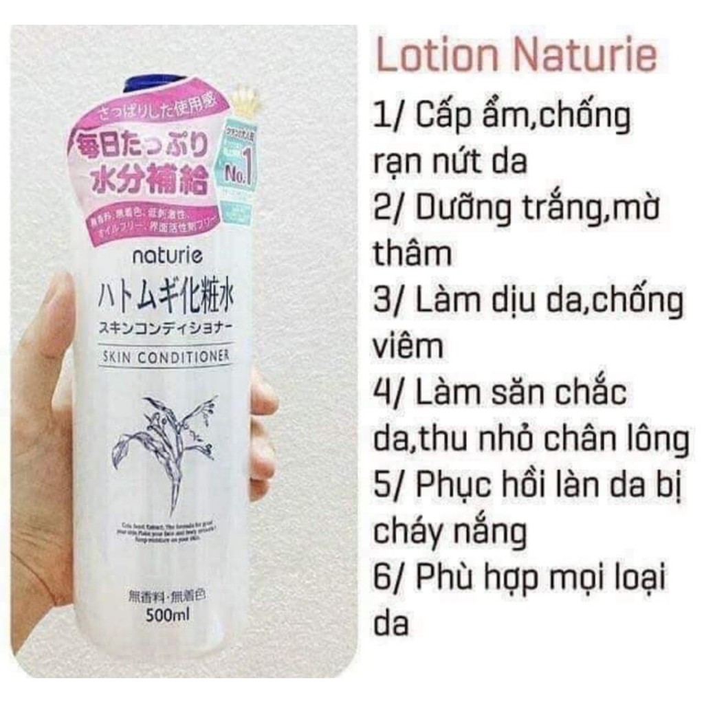 Nước hoa hồng Naturie Hatomugi Skin Conditioner Lotion 500ml