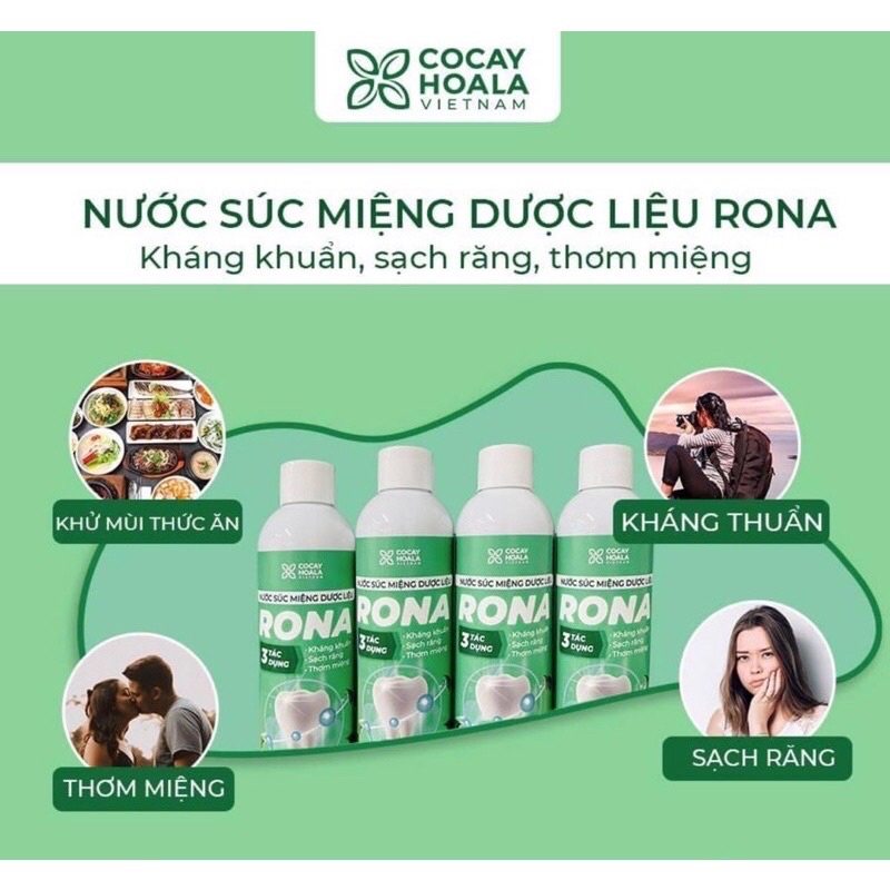 [Mua 5 tặng 1]Nước súc miệng dược liệu R.O.N.A CoCayHoaLa - Khỏi lo Chảy máu chân răng, viêm lợi, hôi miệng, chai 180ml