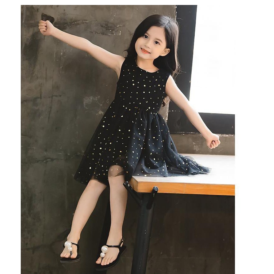Váy sao công chúa cực xinh cho bé gái từ 1-5 tuổi_2 Màu Đen, Hồng