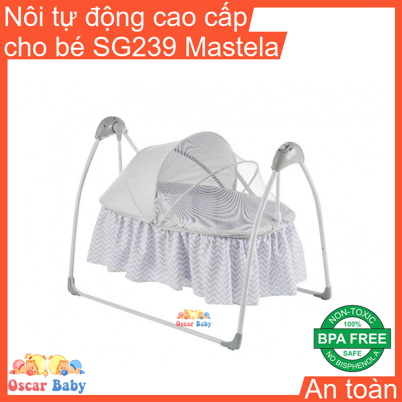 Nôi tự động cao cấp dành cho bé SG239 hiệu Mastela màu xám nhạt