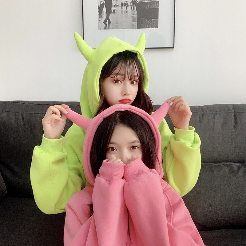 Áo hoodie thiết kế sừng nhẹ nhàng xinh xắn cho nữ T 21N623 | BigBuy360 - bigbuy360.vn