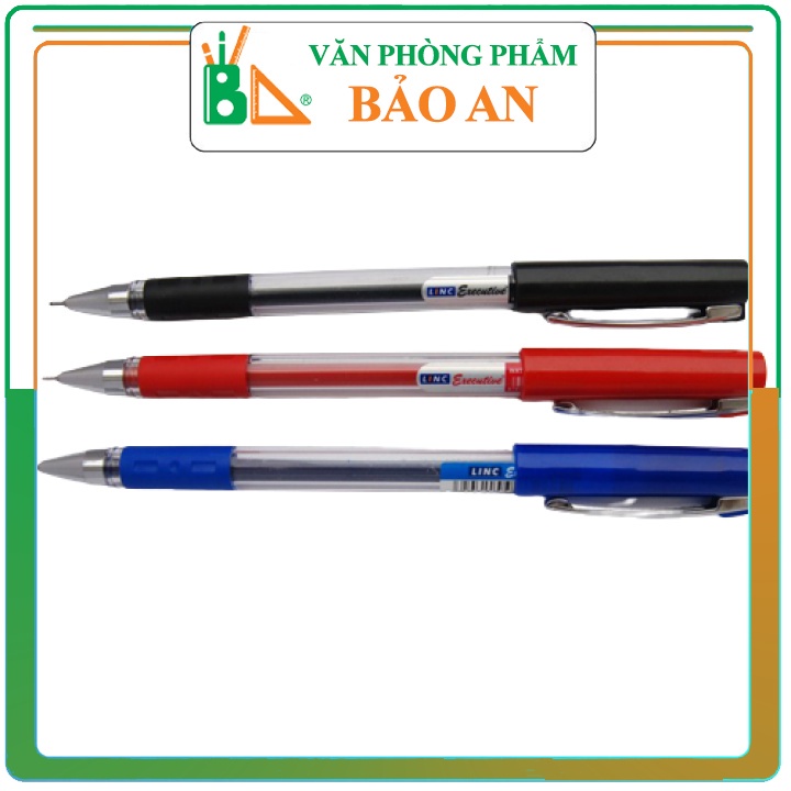 Bút Bi Nước Linc Excutive ( Hộp 12 Chiếc Hàng Chính Hãng), phần tay cầm có đệm cao su giúp bạn chắc tay hơn khi viết