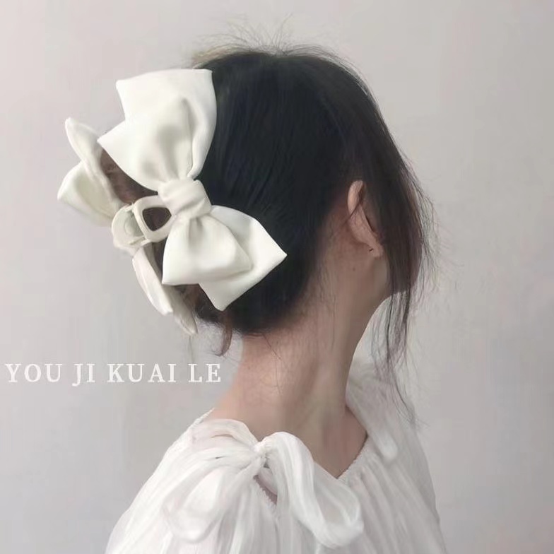 iF YOU Kẹp tóc   vải satin kiểu nơ phong cách cổ điển thanh lịch cho nữ