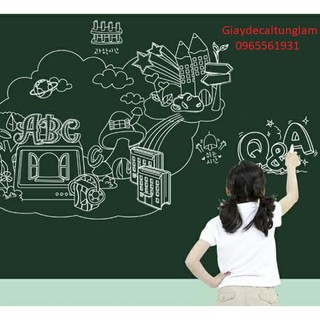 Decal dán tường bảng xanh (kt 60cm x 2m) Đóng hộp có lõi,màng bọc, tặng kèm phấn màu.