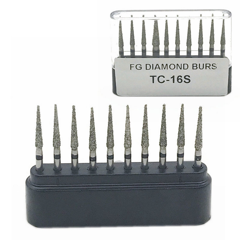 10pc/Box Dental Diamond Burs Drill  for High Speed Handpiece Dentist Tools 1.6mm