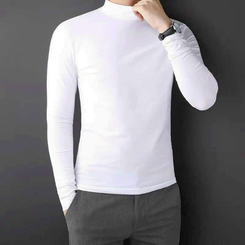 Áo giữ nhiệt áo thun nam dài tay cổ cao 5 phân giữ ấm, lót chất nỉ dày dặn -JUST MEN