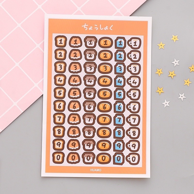 Set 48 tấm hình dán tròn round sticker, phụ kiện dán postcard, dán ảnh