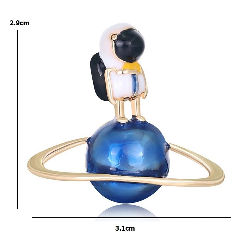 Pin cài áo phi hành gia Astronaut thám hiểm sao thổ 3D nổi - GC496
