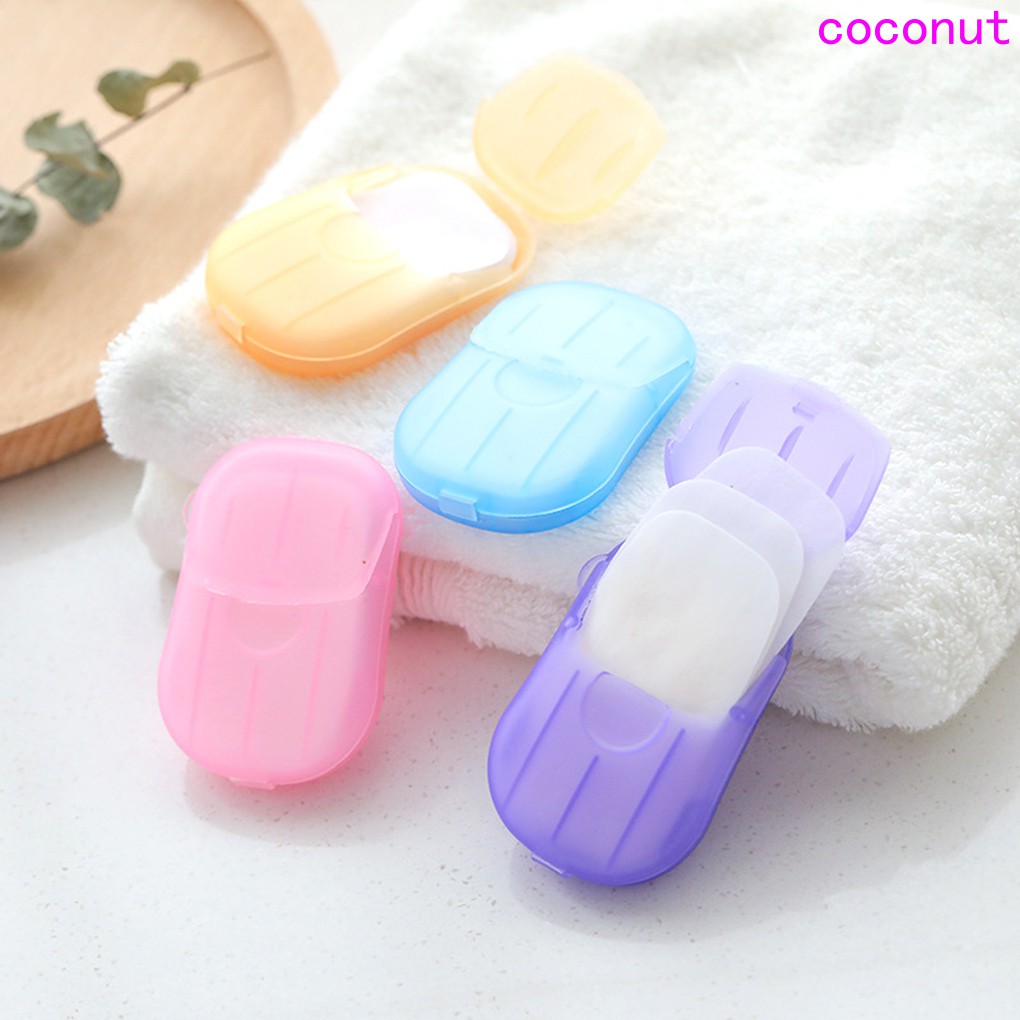 Hộp 20 miếng xà phòng giấy dùng một lần mang theo du lịch sử dụng tiện lợi