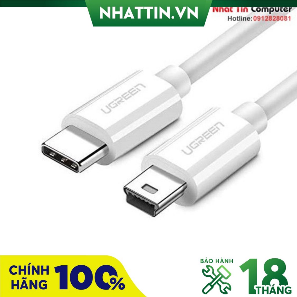 Cáp sạc USB Type-C to Mini USB dài 1,5m chính hãng Ugreen 40418 màu trắng cao cấp
