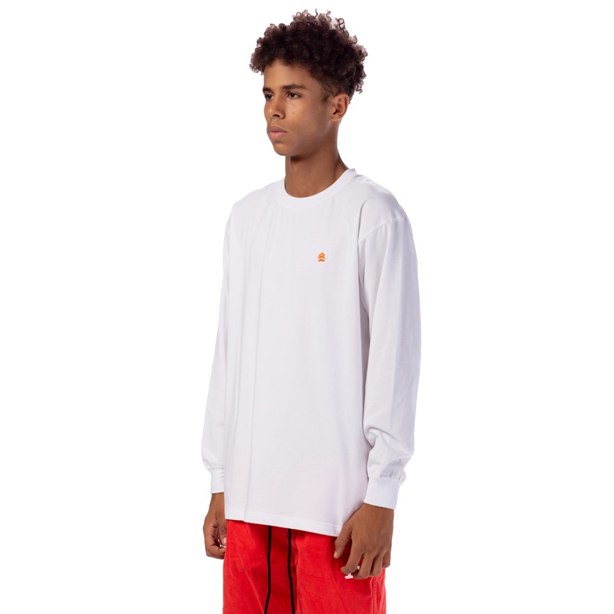 5THEWAY 5TW/RTW Long Sleeve Traditional Fit Tee Aka Áo Thun Trắng Tay Dài Logo Cam