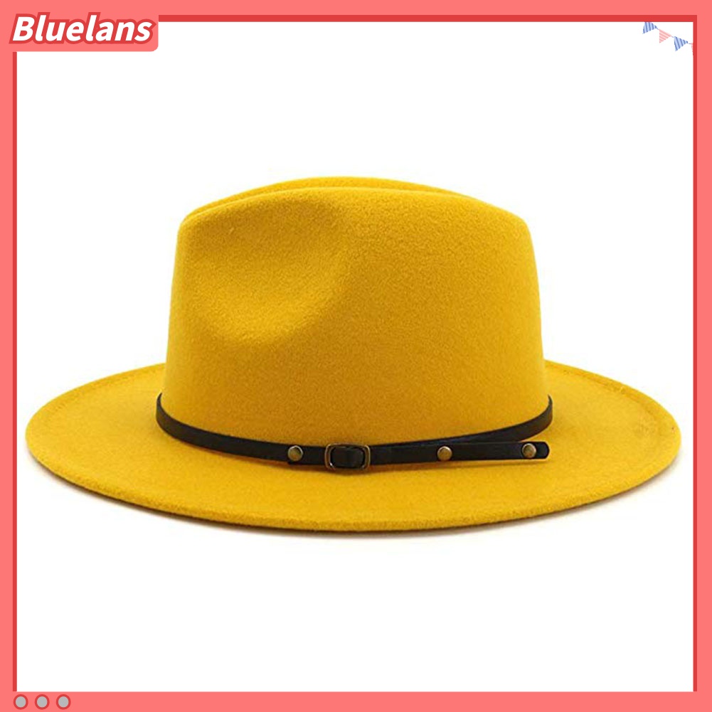 Nón Fedora Rộng Vành Thoáng Khí Màu Trơn Thời Trang Đường Phố 48h Cho Nữ