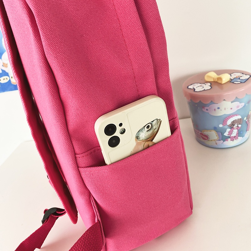 Balo Vải Canvas Họa Tiết Quái Vật Hoạt Hình Dễ Thương Cho Nữ