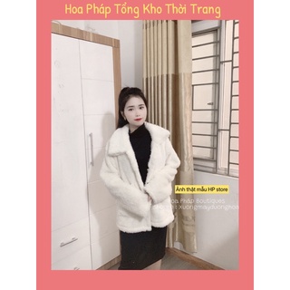 Sét áo khoác lông mix váy cổ lọ dáng xuông siêu xinh