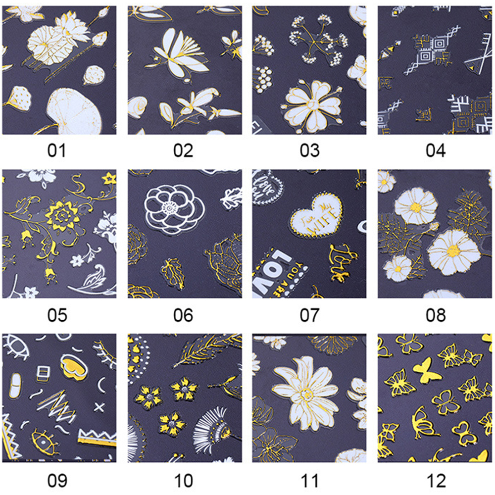 Tờ nhãn dán họa tiết hoa/bướm 3D trang trí móng tay nghệ thuật