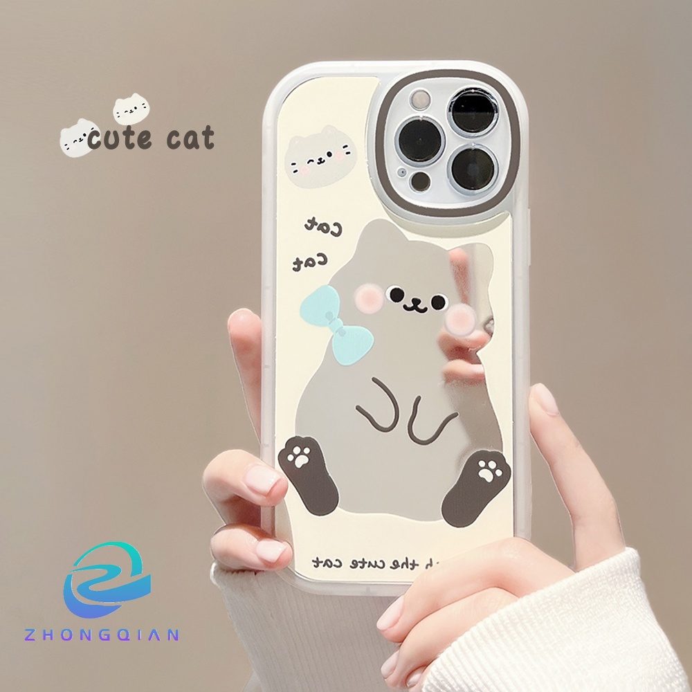 Ốp Điện Thoại Chống Sốc Tráng Gương Họa Tiết Mèo Cho iPhone 11 12 13 Pro max mini XS max xr 7 8 se2020 plus