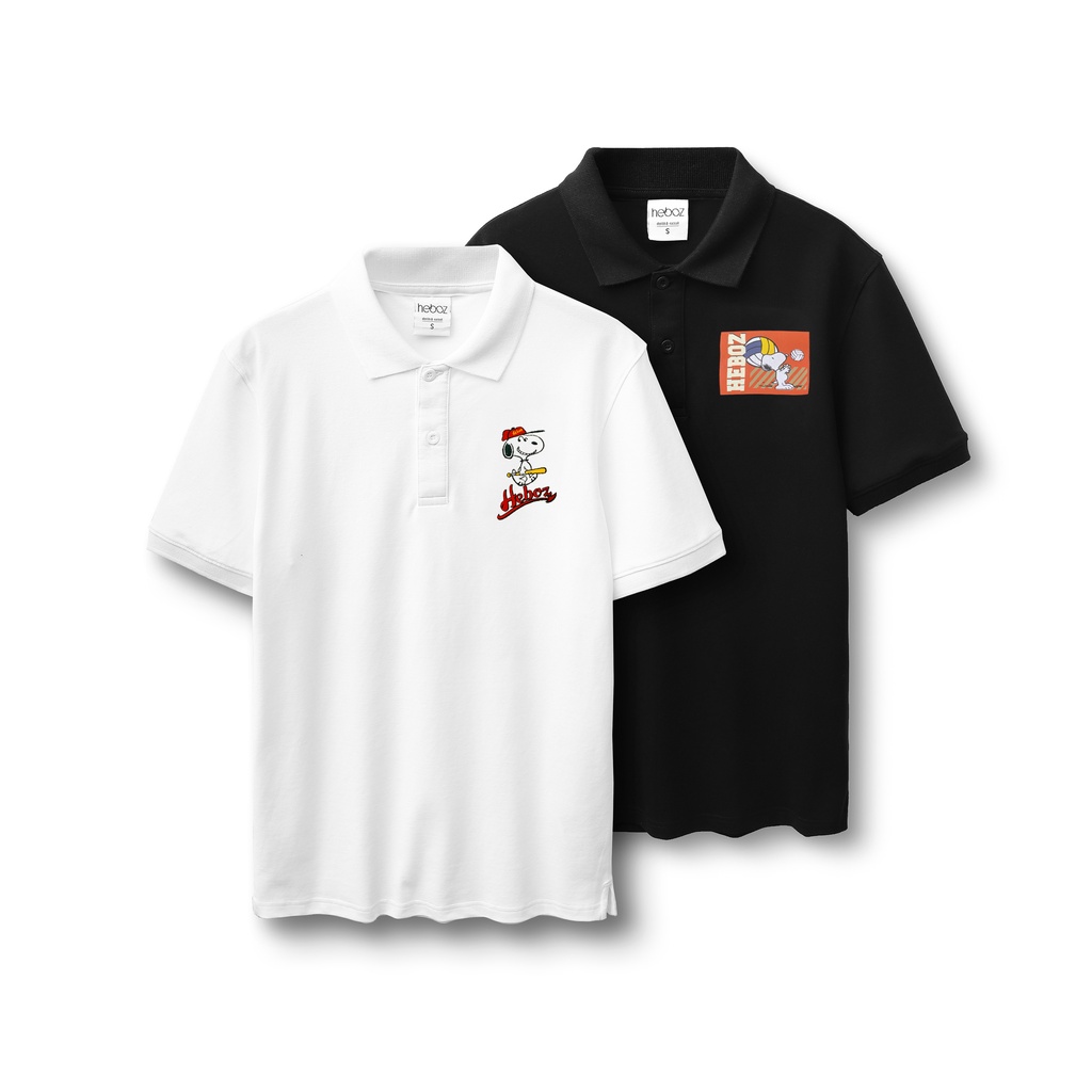 Áo polo nam HEBOZ Snoopy 2M2 in hình cao cấp, chất cotton dày dặn co giãn thoải mái, chuẩn form slim fit - 00000964