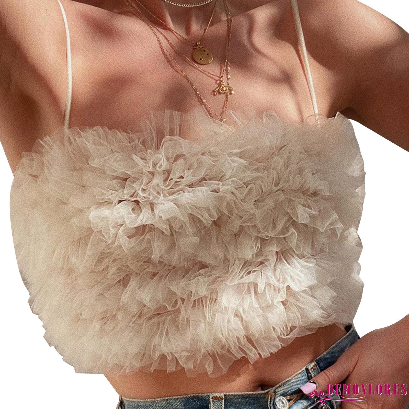 Áo croptop không tay thiết kế xếp tầng thời trang cho nữ | BigBuy360 - bigbuy360.vn