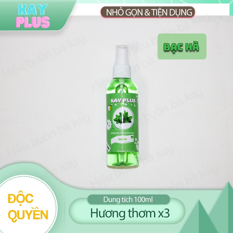 Chai nước rửa tay khô xịt kháng khuẩn mini bỏ túi KayPlus (100ml)