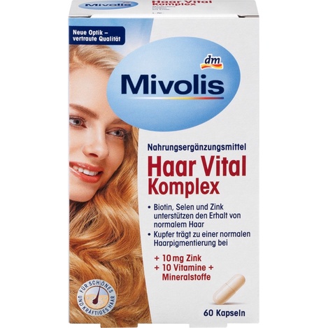 Viên uống dưỡng tóc Mivolis Haar Vital komplex - Hộp 60 viên - Hàng nội địa Đức