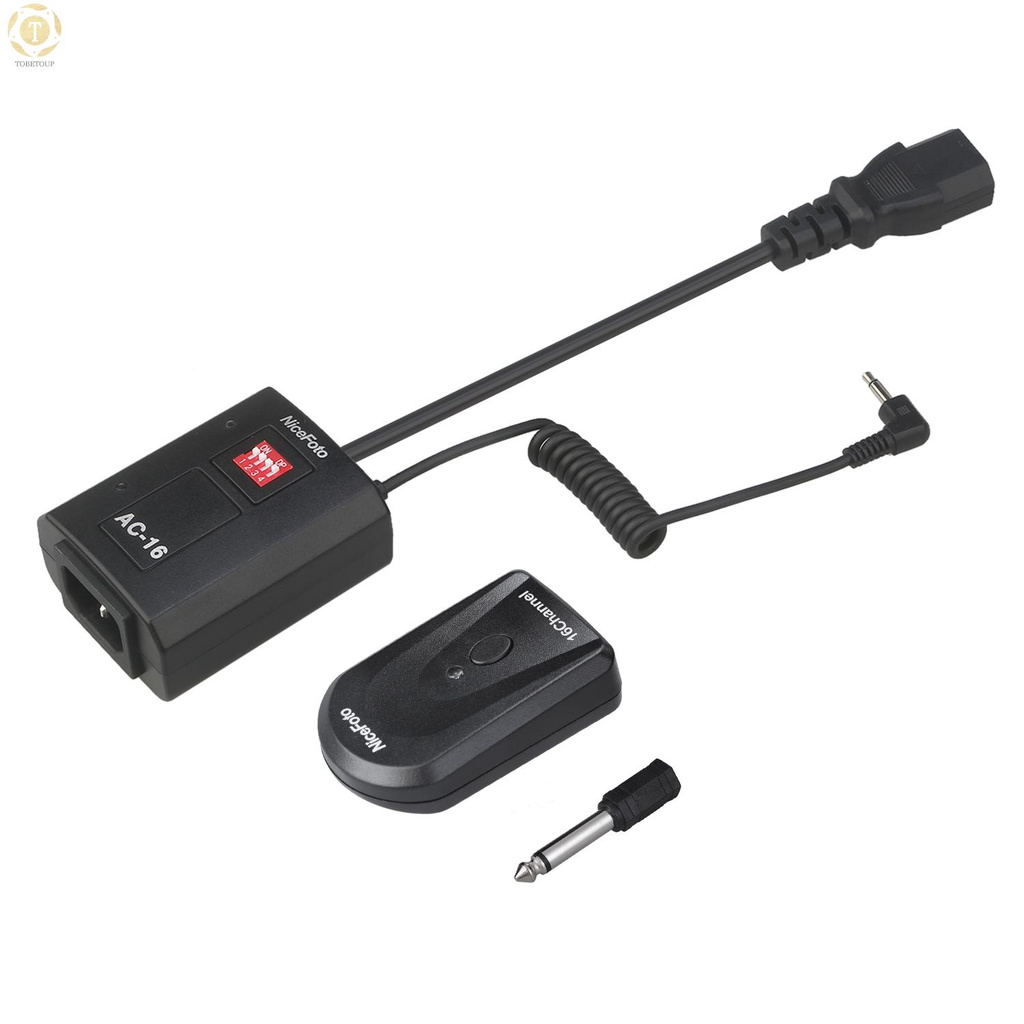 Shipped within 12 hours】 NiceFoto AC-16B 16 Channels Radio Wireless Remote Flash Trigger Transmitter 3.5mm Receiver with 6.35mm Adapter for All Studio Flashes and Outdoor Flashes Flash Trigger [TO]