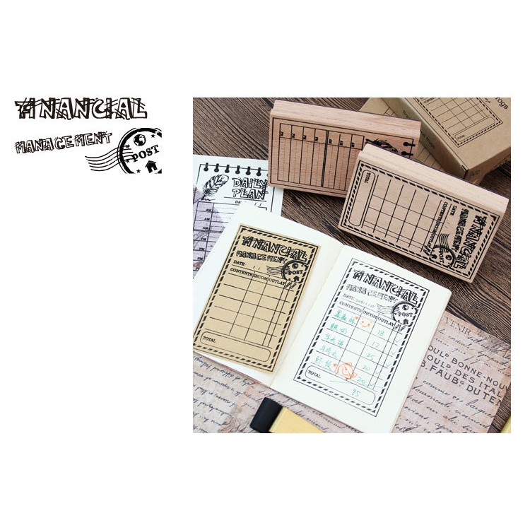 Con dấu gỗ Wooden Stamp Squirrels &amp; Frogs trang trí Bujo, sổ nhật ký Diary, sổ tay