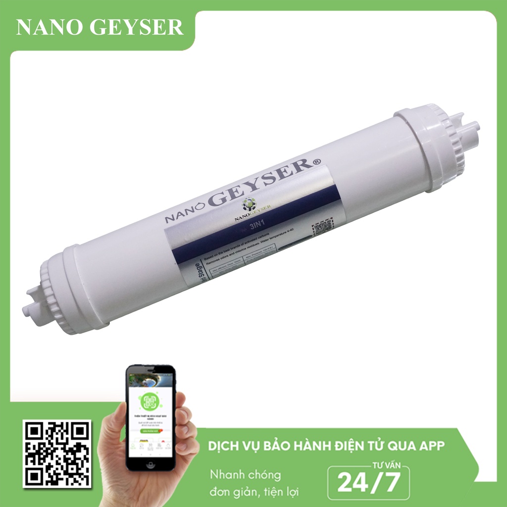 Lõi 3IN1 Filter Nano Geyser, Lõi lọc nước số 4 dùng cho máy Geyser Eco Max, Ecotar, TK...