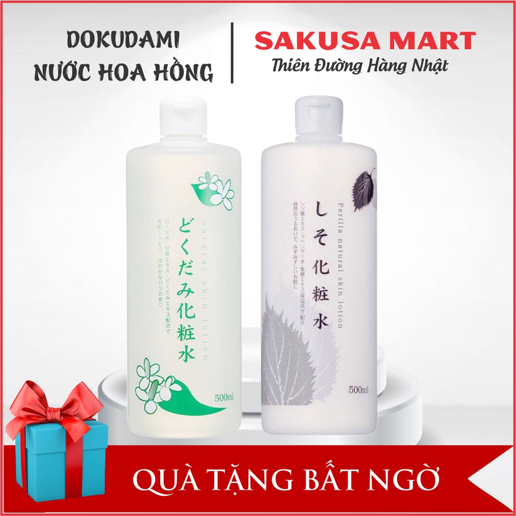 Nước hoa hồng Toner diếp cá tía tô Dokudami 500ml Nhật Bản giúp cải thiện da