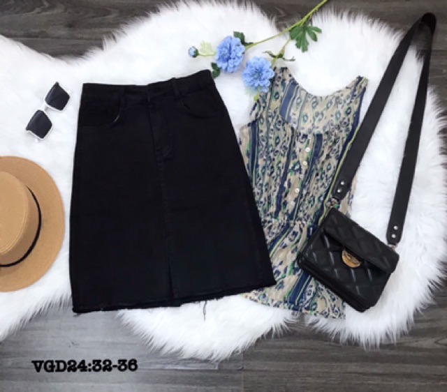 Bigsize Chân váy jean đen VGD24 (32-36) | BigBuy360 - bigbuy360.vn