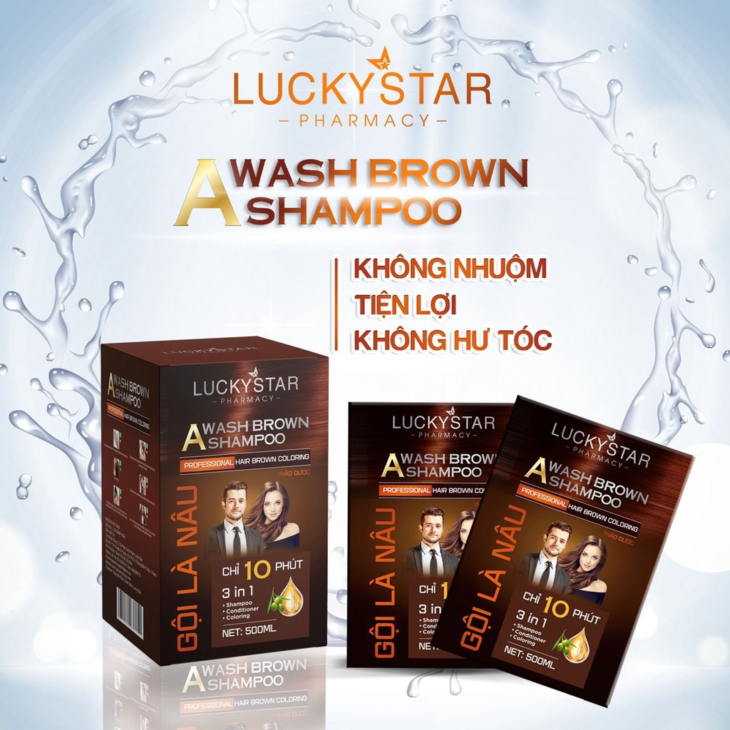 Gội Là Nâu Phủ Bạc Thảo Dược Cao Cấp Lucky Star 25ml