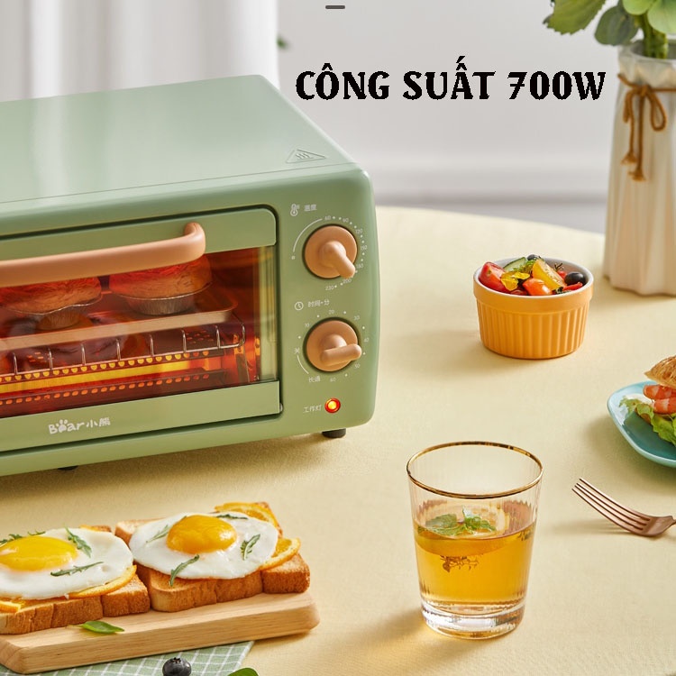 Lò nướng đa năng Bear, lò nướng mini dung tích 10,5 lít, công suất 700W, làm nóng nhanh, nhỏ gọn tiện lợi