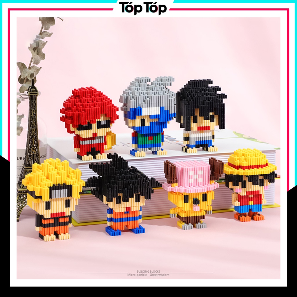 Bộ mô hình lắp ráp nhân vật anime One Piece, mô hình lắp ghép 3D Naruto, Shin, Dragon Ball cao cấp siêu hot