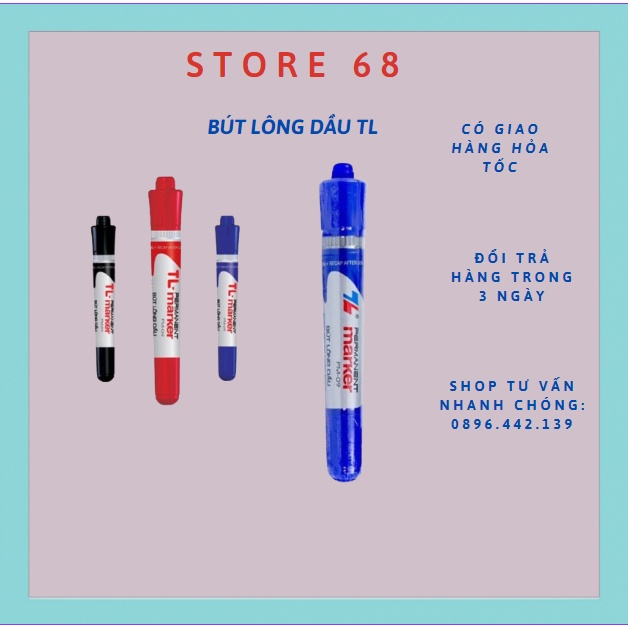 Bút lông dầu TL PM-09 0.8mm &amp; 6mm Xanh, Đỏ, Đen