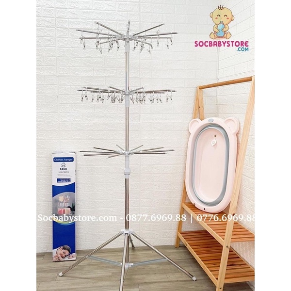 Cây phơi đồ Inox 3 tầng 60 kẹp
