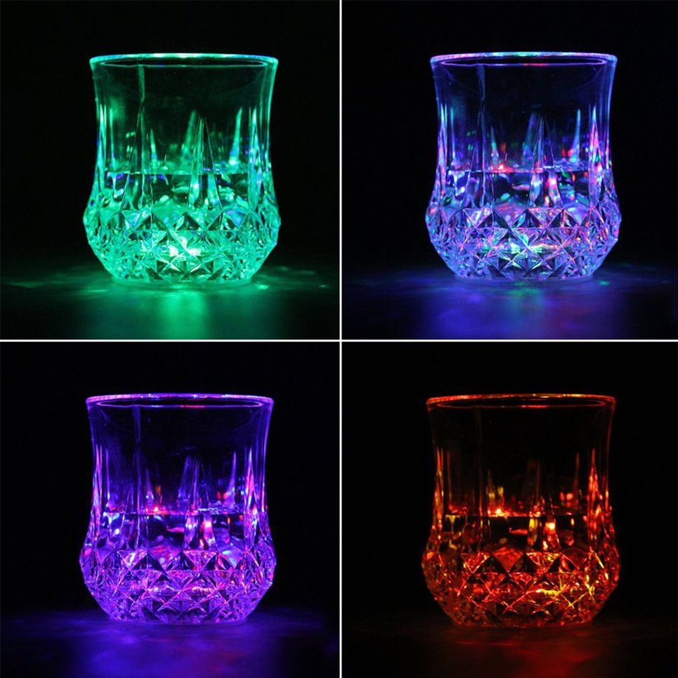 LED Flashing Glowing Water Liquid Activated Light-up Wine Glass Cup Mug Party