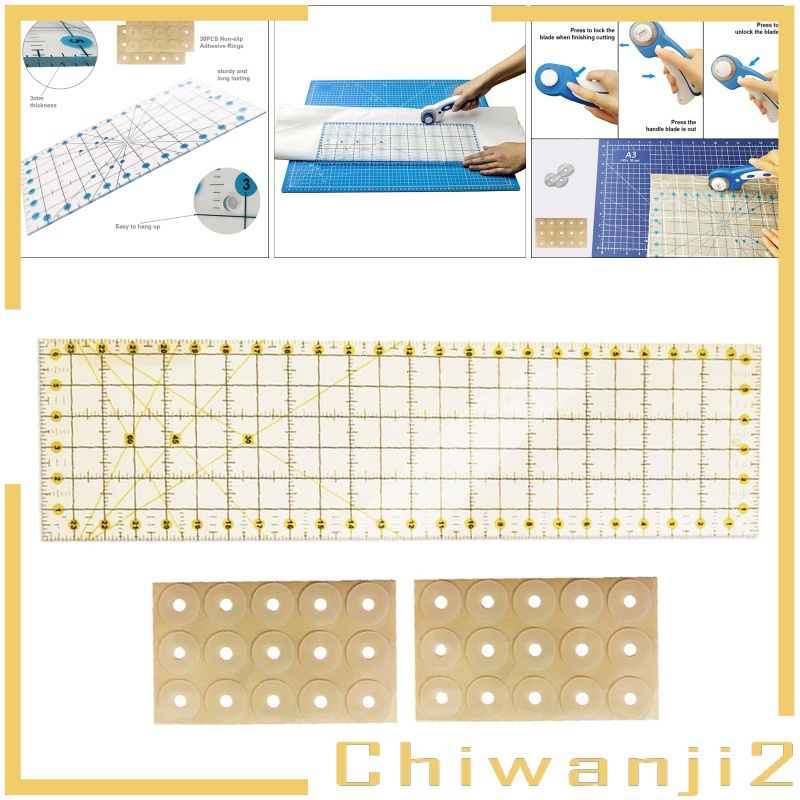 Thước Đo Hình Chữ Nhật Bằng Acrylic Trong Suốt 6.5x12in Chiwanji2