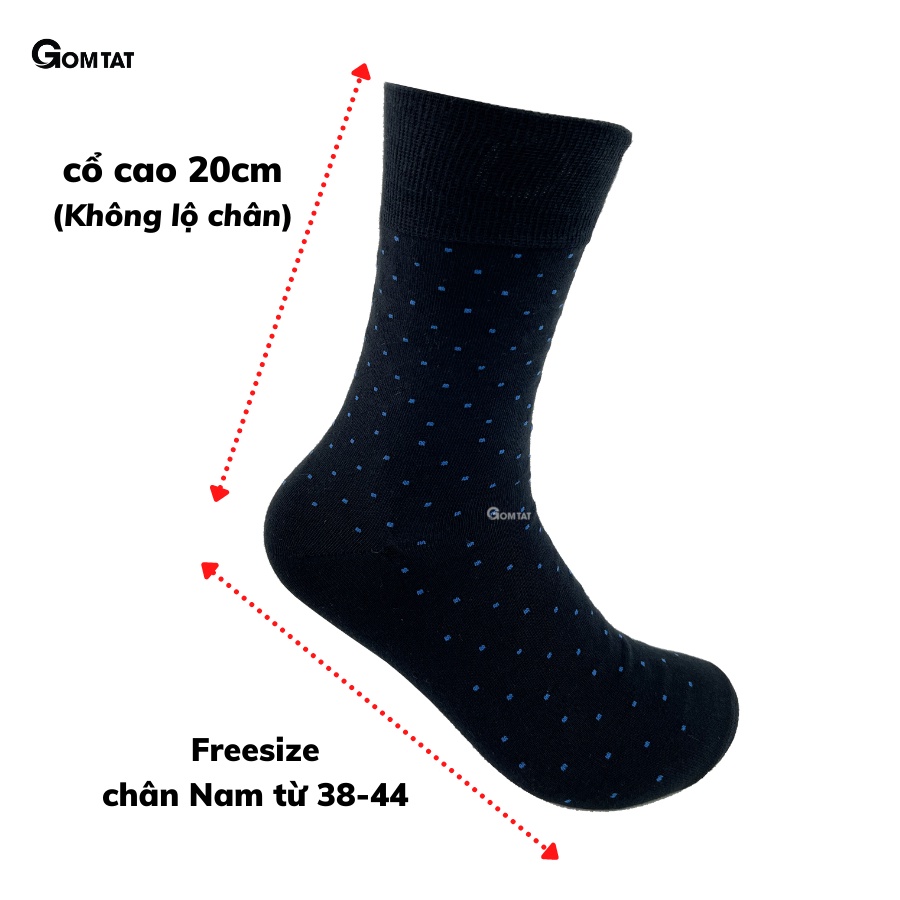 Tất Nam Công Sở GOMTAT Họa Tiết Chấm Bi, Vớ Cổ Cao Nam Cao Cấp Chất Liệu Cotton Hút Ẩm Thoáng Khí - GOM-CHAMBI-1DOI