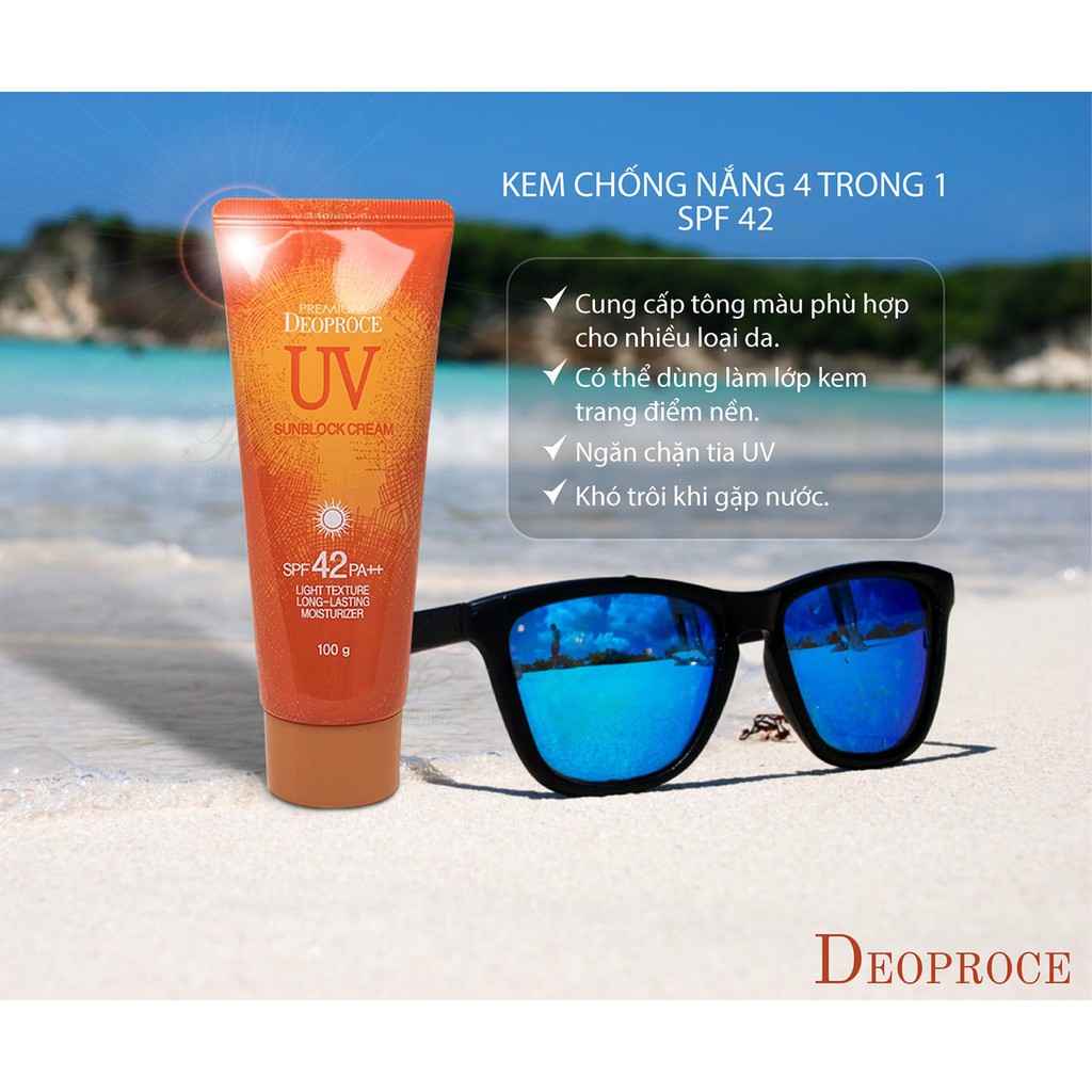 Kem chống nắng Deoproce UV Sunblock Cream SPF 42 PA++ HÔP 100G