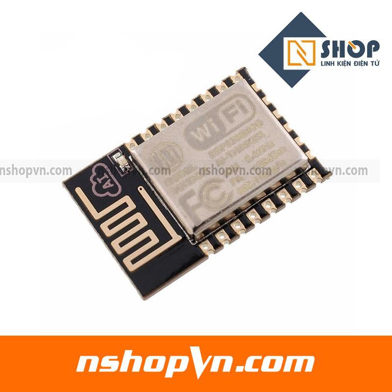 Thu phát wifi ESP8266 12E gia công chất lượng tốt với vỏ bọc kim loại chống nhiễu và anten Wifi PCB tích hợp