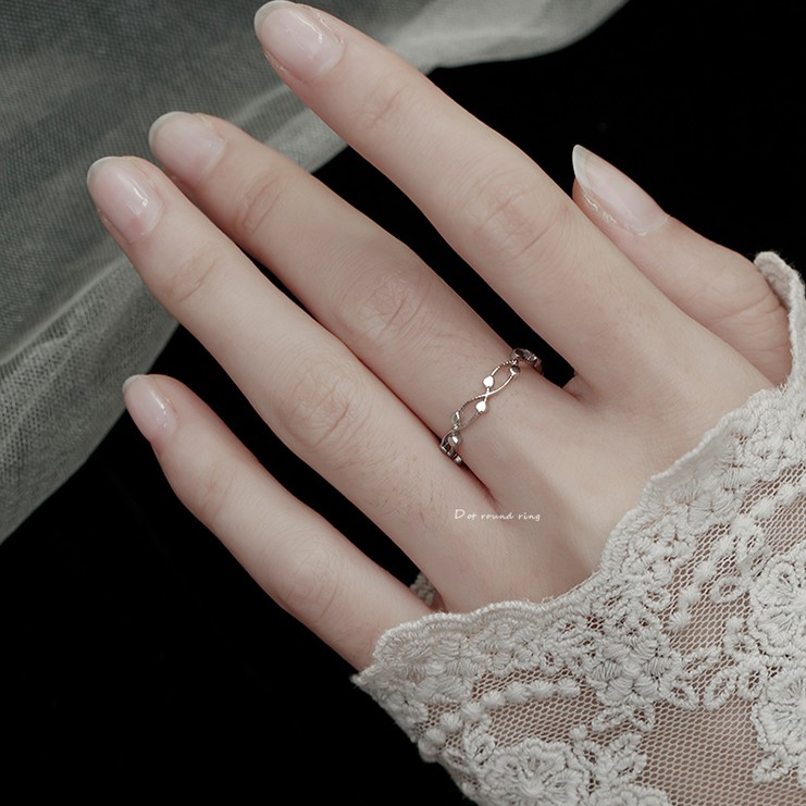 Nhẫn nữ nhẫn bạc s925 dot round Cá jewelry NB24