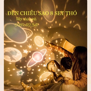 Đèn chiếu trần 8 set thỏ cho bé cổ tích, đại dương,... xoay tự động đèn Led