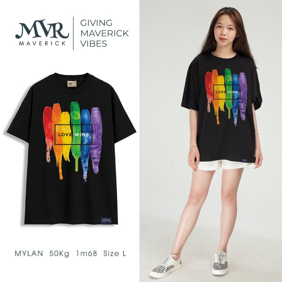 Áo thun nữ nam Unisex cotton thoáng mát các vệt màu nước tình yêu cầu vòng MVR KK4027