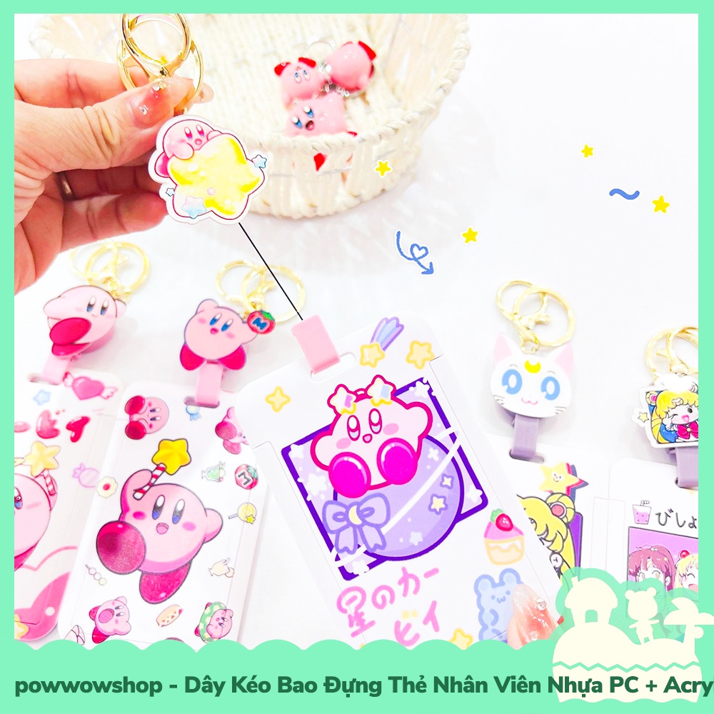 [Sẵn VN - Hỏa Tốc] Dây Kéo Bao Đựng Thẻ Nhân Viên Nhựa PC + Acrylic Mẫu Nhân Vật Hoạt Hình Game Kirby &amp; Sailor Moon