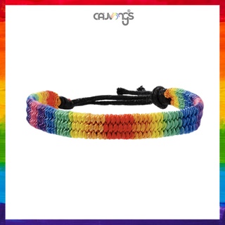 Vòng tay handmade màu cầu vồng không xù lông, sợi đan mềm mịn kích thước 15cm - 22cm